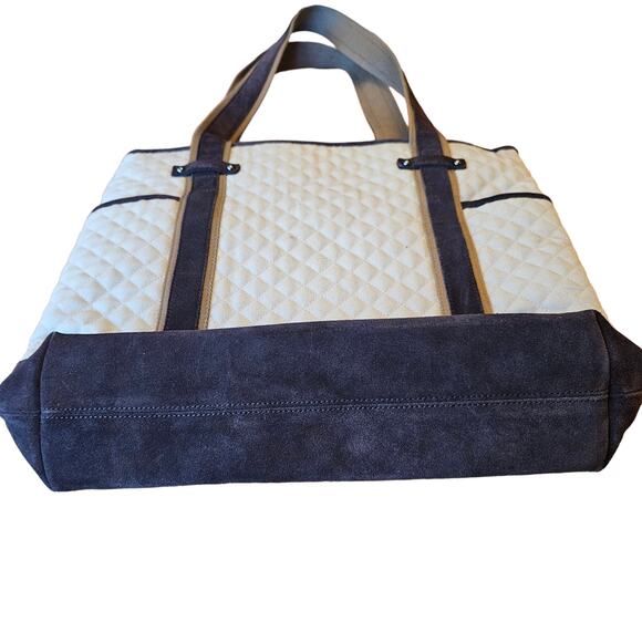 Vera Bradley Chestnut Tote Bag Birchwood Khaki Color Cotton Suede Trim - Picture 5 of 10